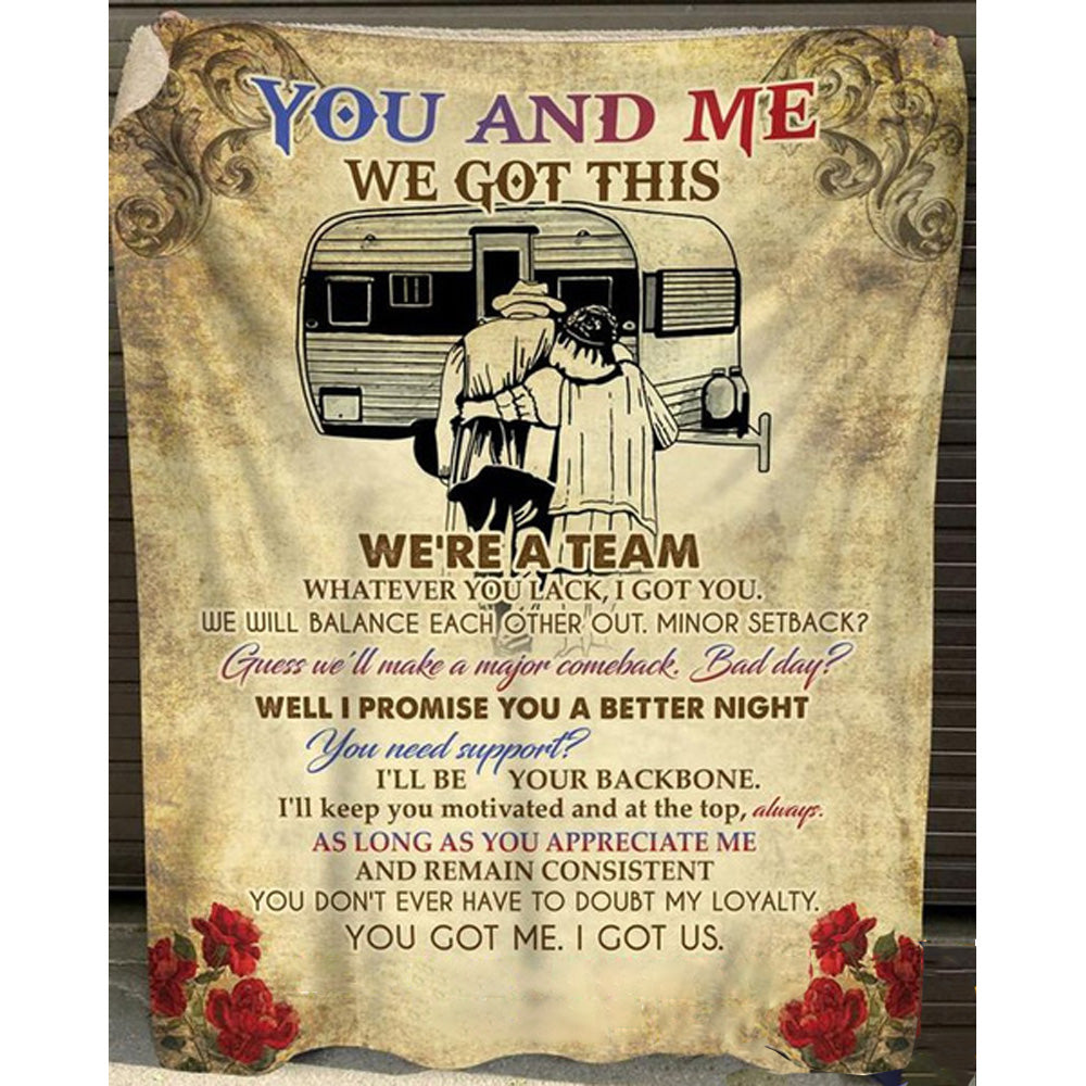 Camping Old Couple – We Got This We’Re A Team Fleece Blanket For Spouse, Camping Lover Home Decor Bedding Couch Sofa Soft And Comfy Cozy