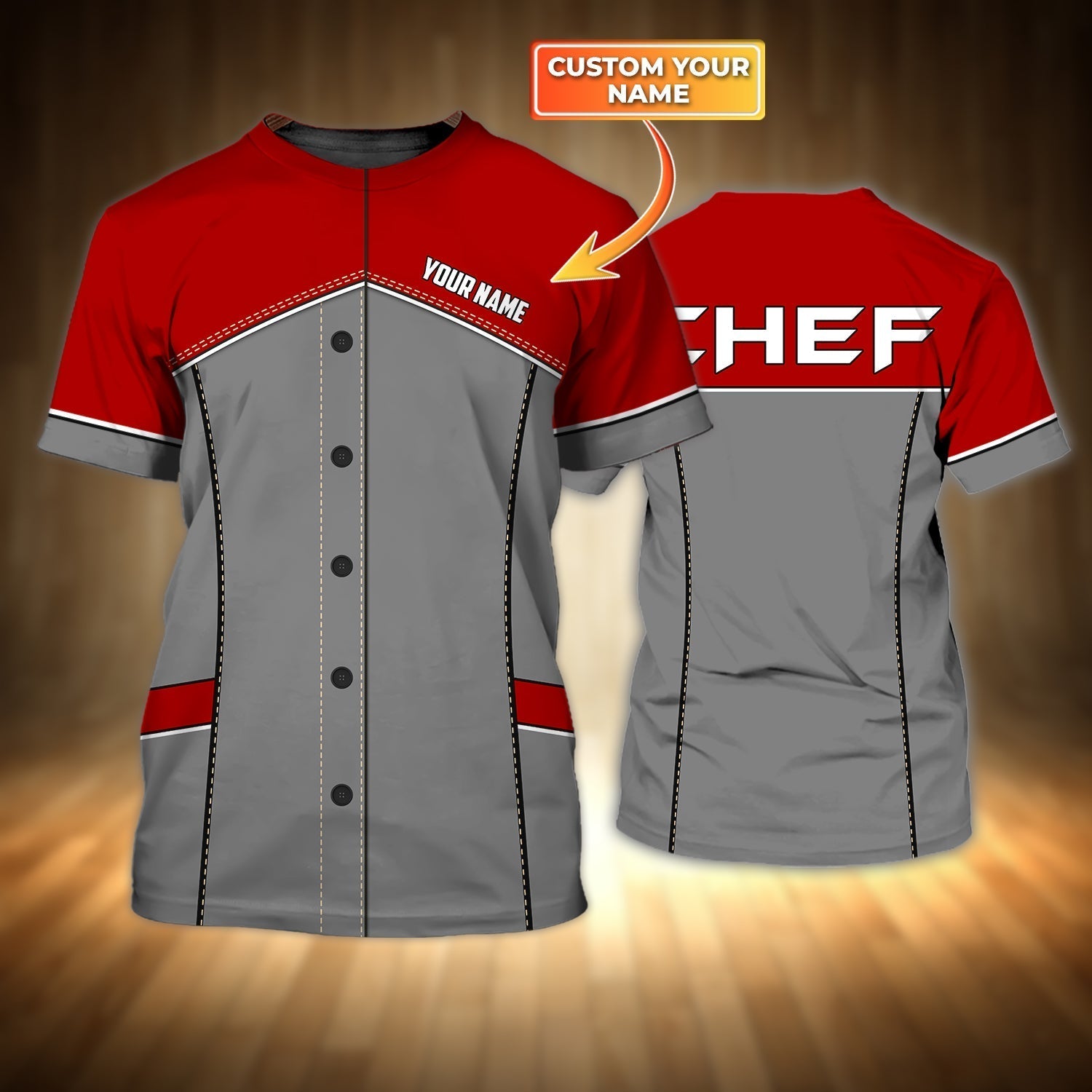 Chef Cook Personalized Name 3D Tshirt, Chef Shirt