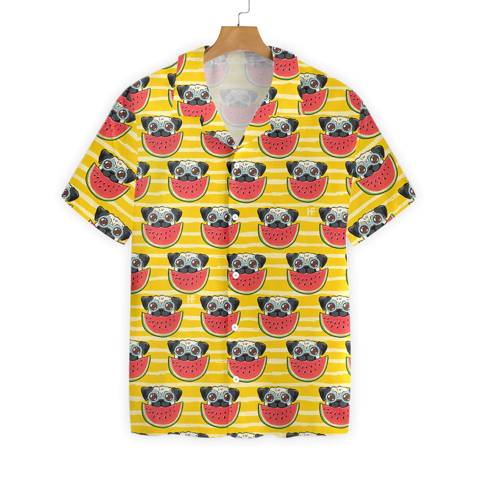 Pug Watermelon Yellow Background 2810 Hawaii Shirt Ha65104