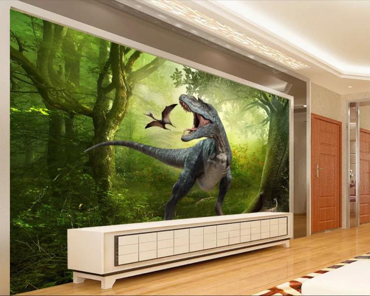 3D Jurassic Park Animal Dinosaur Plant Jungle Green Wall Mural Wallpaper Lll 1558