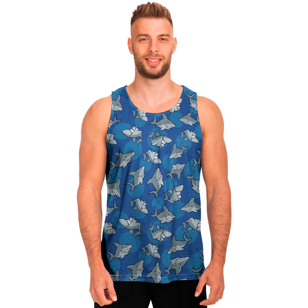 Cartoon Shark Pattern Print Men’S Tank Top