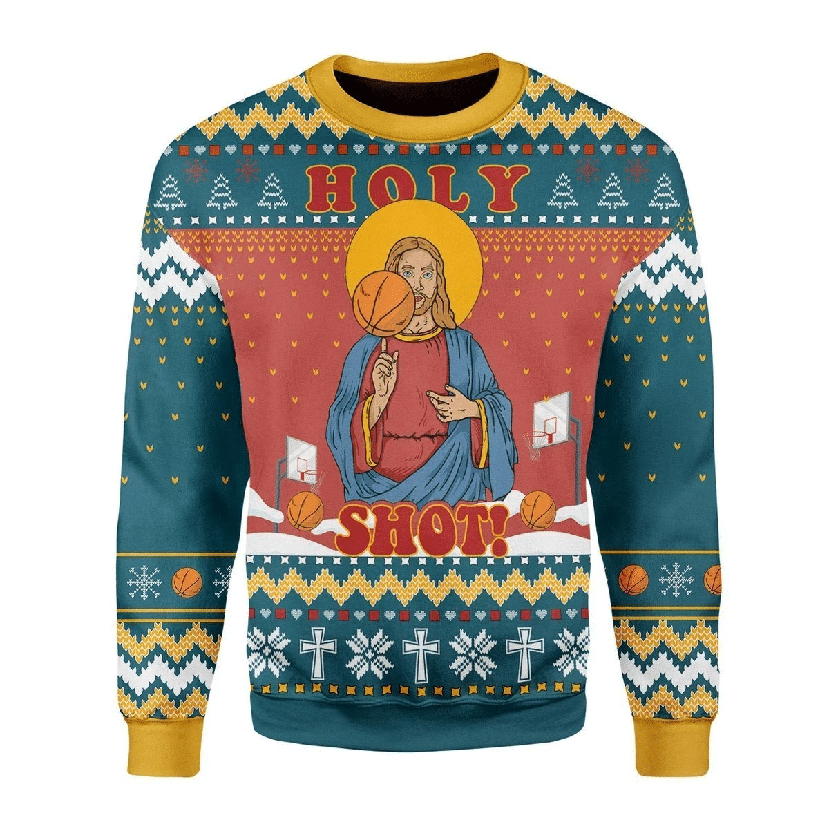 Christmas Christ Jesus Holy Shot Basketball Unisex Ugly Sweater #Vi