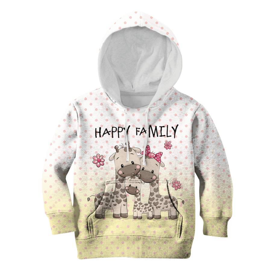 Happy family of giraffe Kid Custom Hoodies T-shirt Apparel