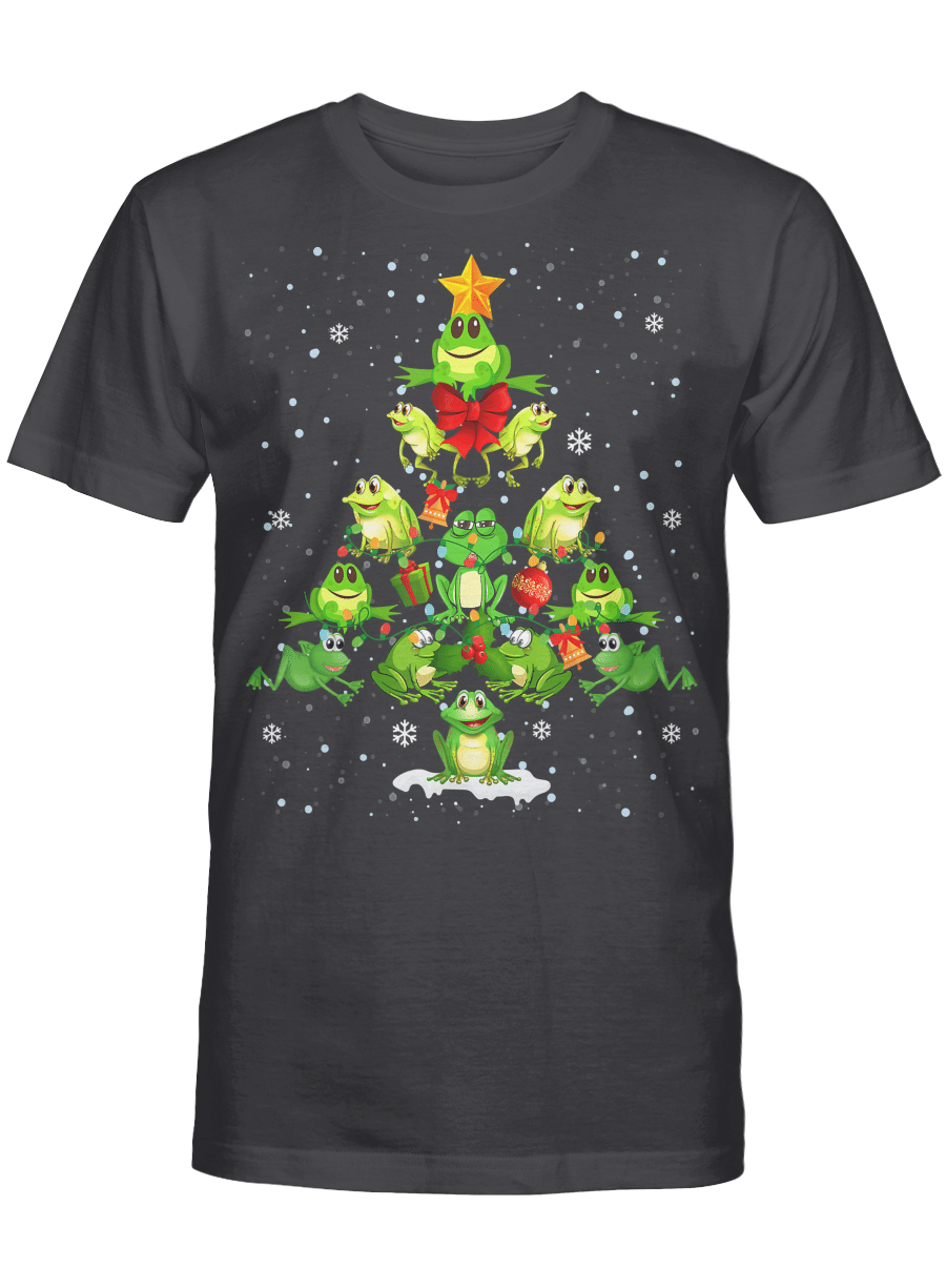 AmazeStyleZ Santa’s Reindeer, Ugly Christmas Sweater, Christmas Gift Ideas, Cute Frog Christmas Tree Gift Decor Xmas Tree T-Shirt