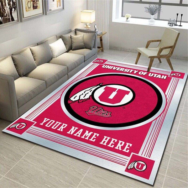 Utah Utes Personalized Rug, Living Room Bedroom Carpet, Customized Floor Mat Home Decor