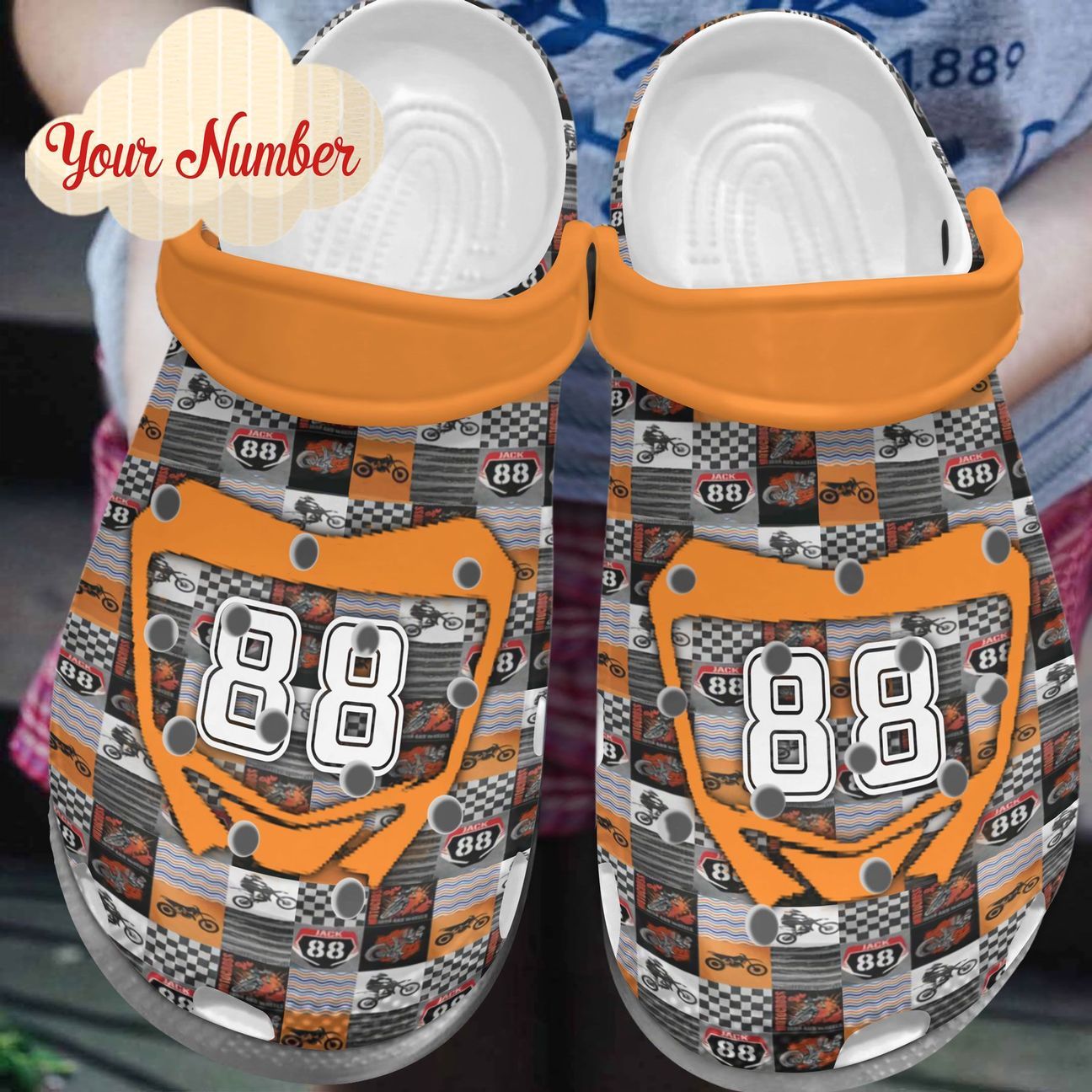 Motor Personalized Clog, Custom Name, Text, Color, Number Fashion Style For Women, Men, Kid, Print 3D Caro Pattern