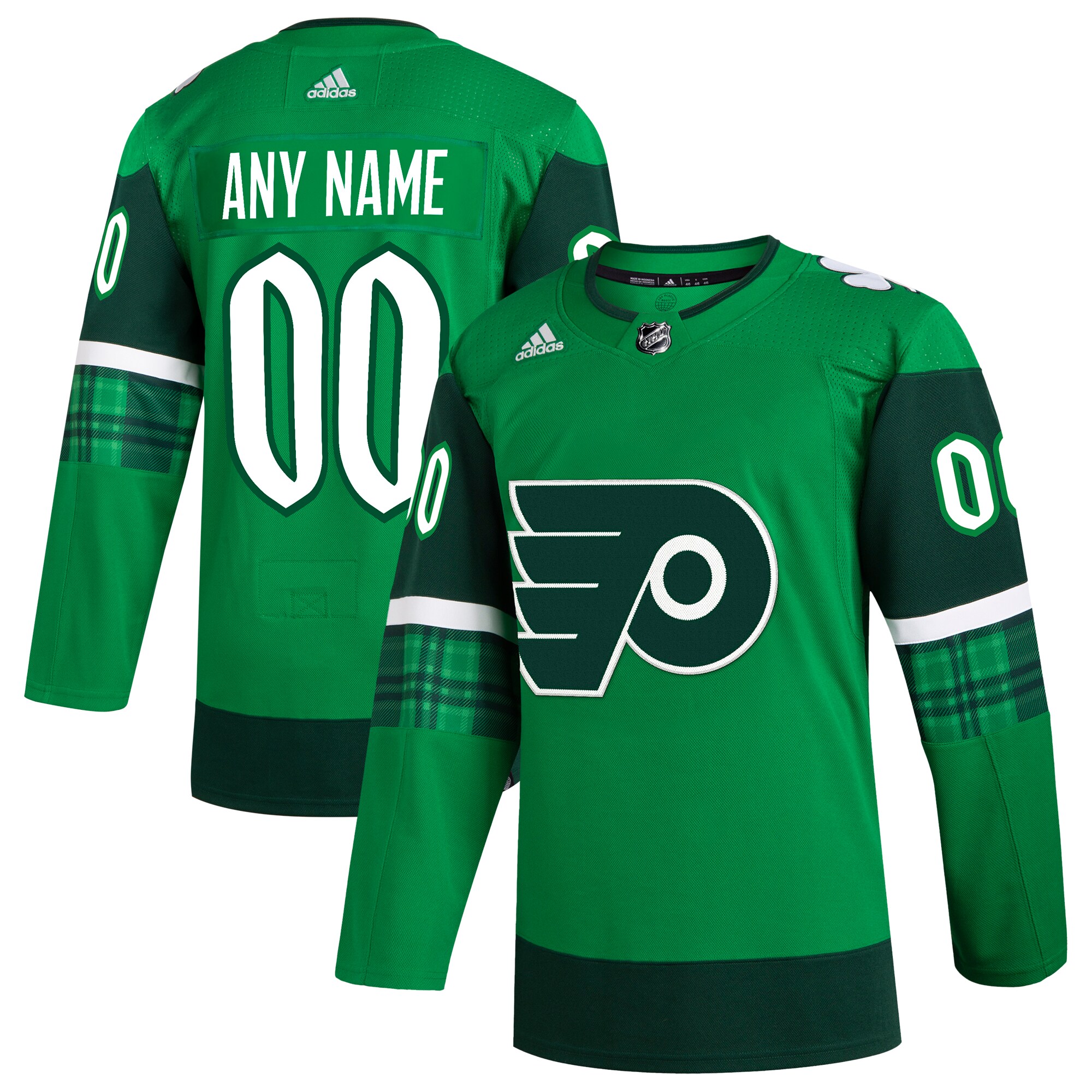 Men's Philadelphia Flyers adidas Kelly Green St. Patrick's Day Authentic Custom Jersey