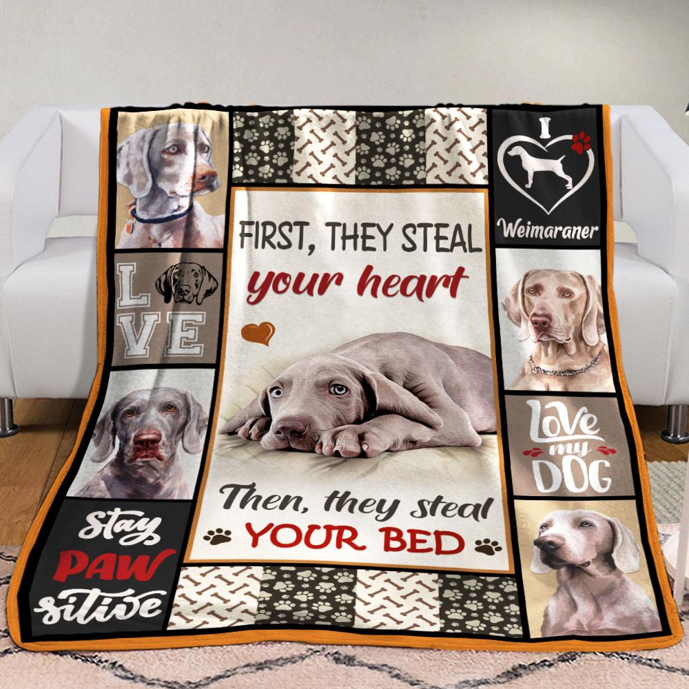 Weimaraner Dog 4 Fleece Blanket, Sherpa Blanket, Gift For Parent, Family Member, Friends Gift, Christmas Gift, Home Decor, Home Living