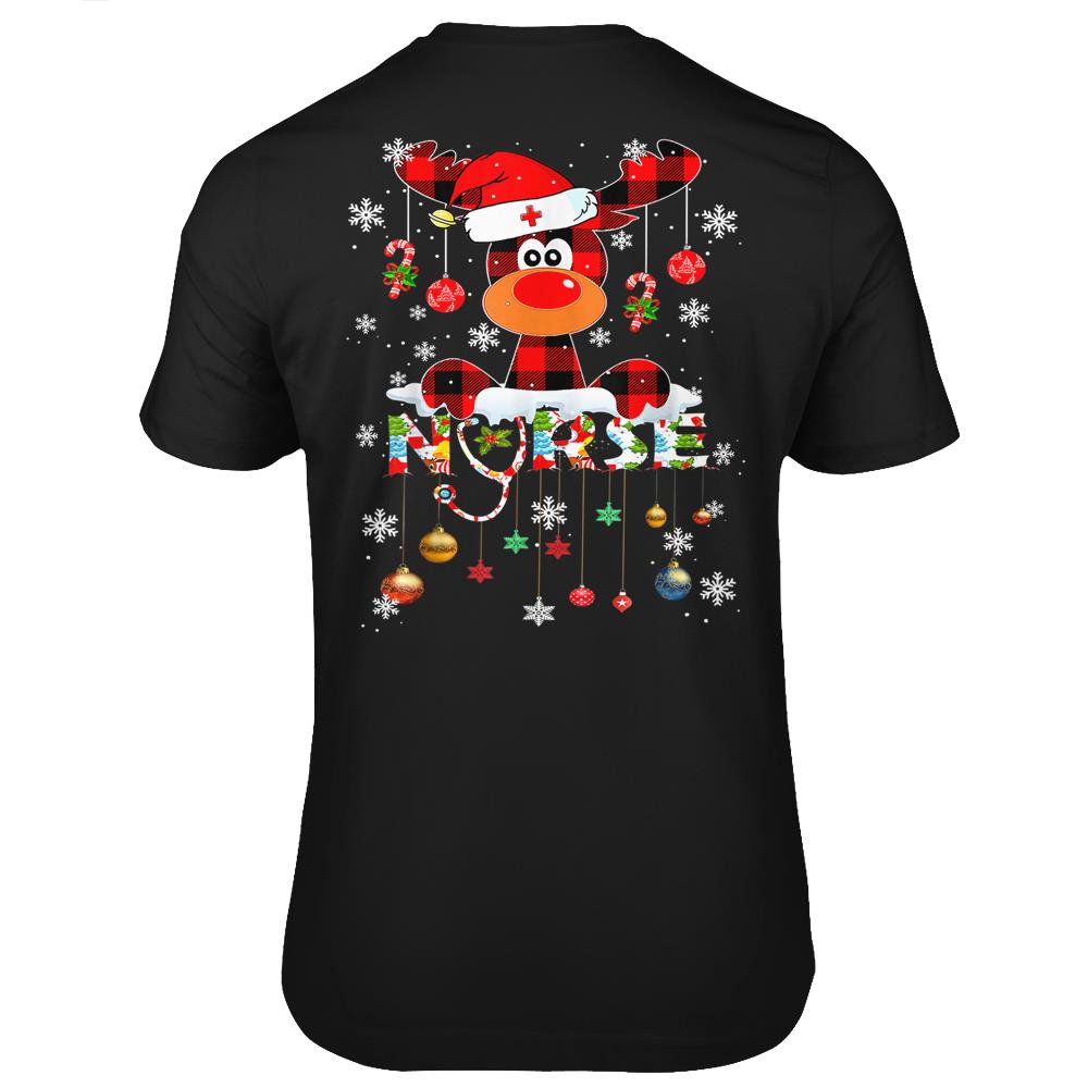 Christmas Nurse Nursing Cute Health Worker Christmas Pattern T Shirts Print On Back