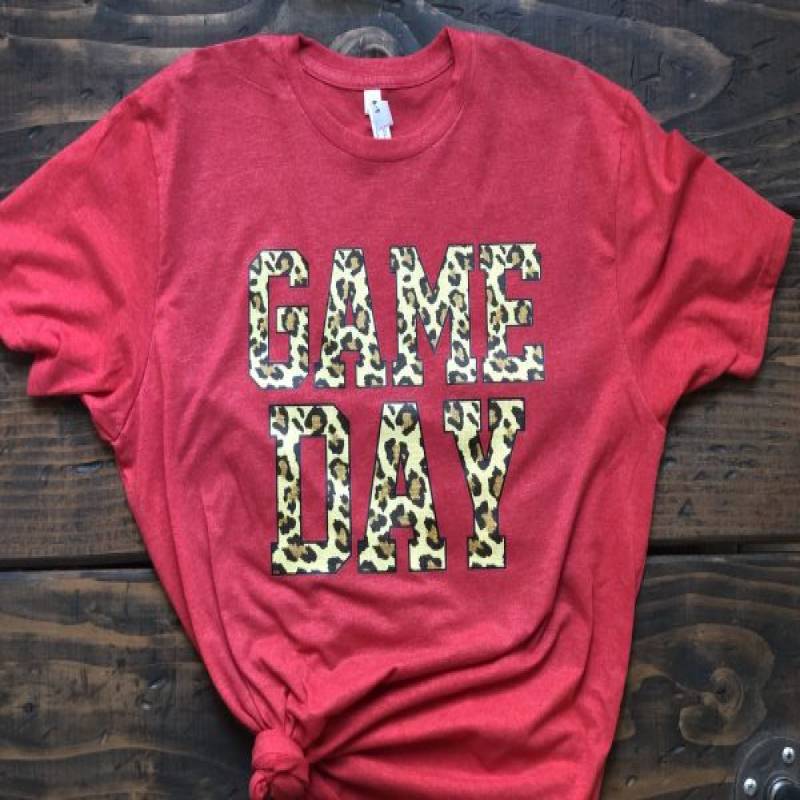 Red Game Day Leopard Tee