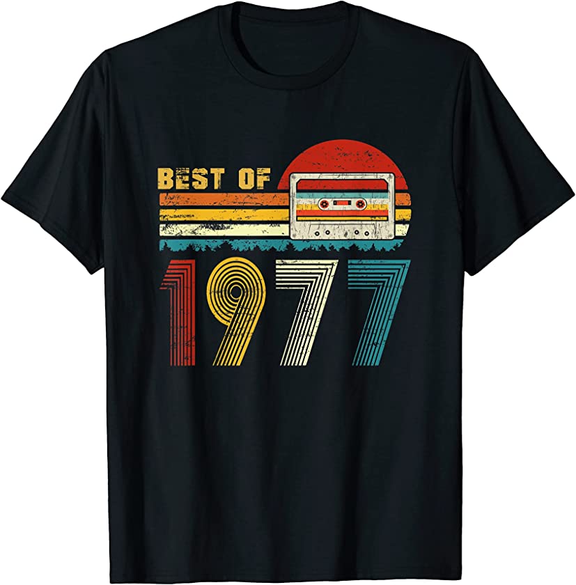 44Th Bday Gifts Best Of 1977 Retro Cassette Tape Vintage T-Shirt