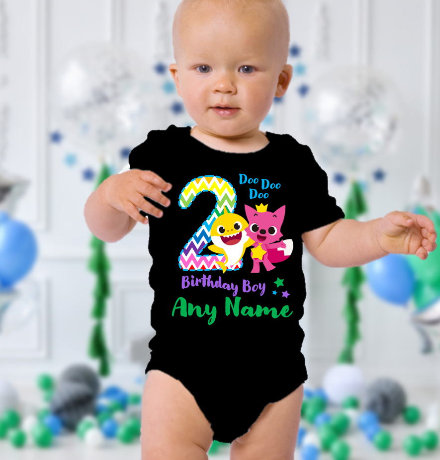 Baby Shark Boys Birthday Party Personalized Color T Shirt Or Onesie – All Sizes – Bsp0033