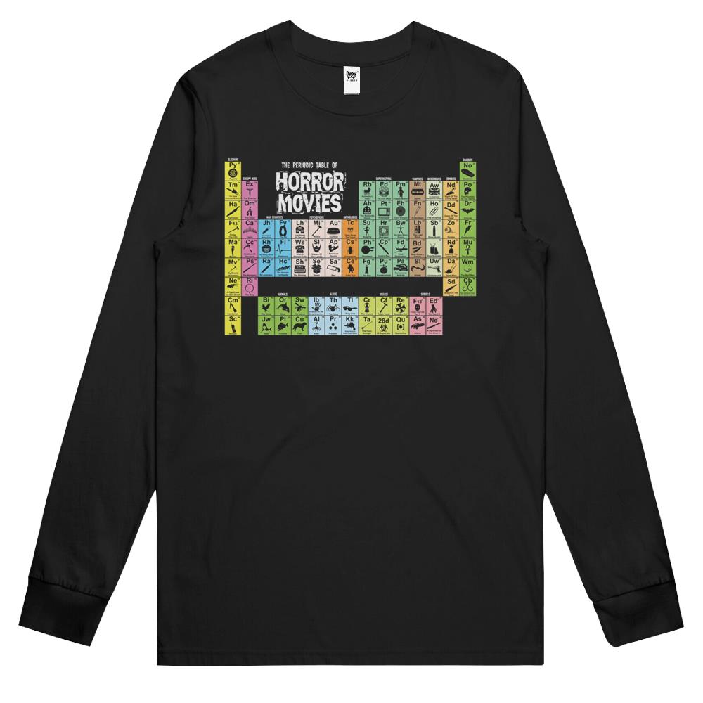 Periodic Table Of Horror Movies Long Sleeve T Shirts