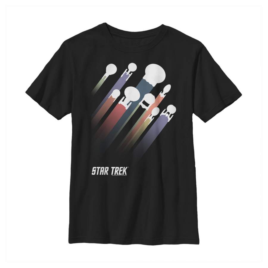 Star Trek Boy’s Spaceship Rainbow Streak  T Shirt