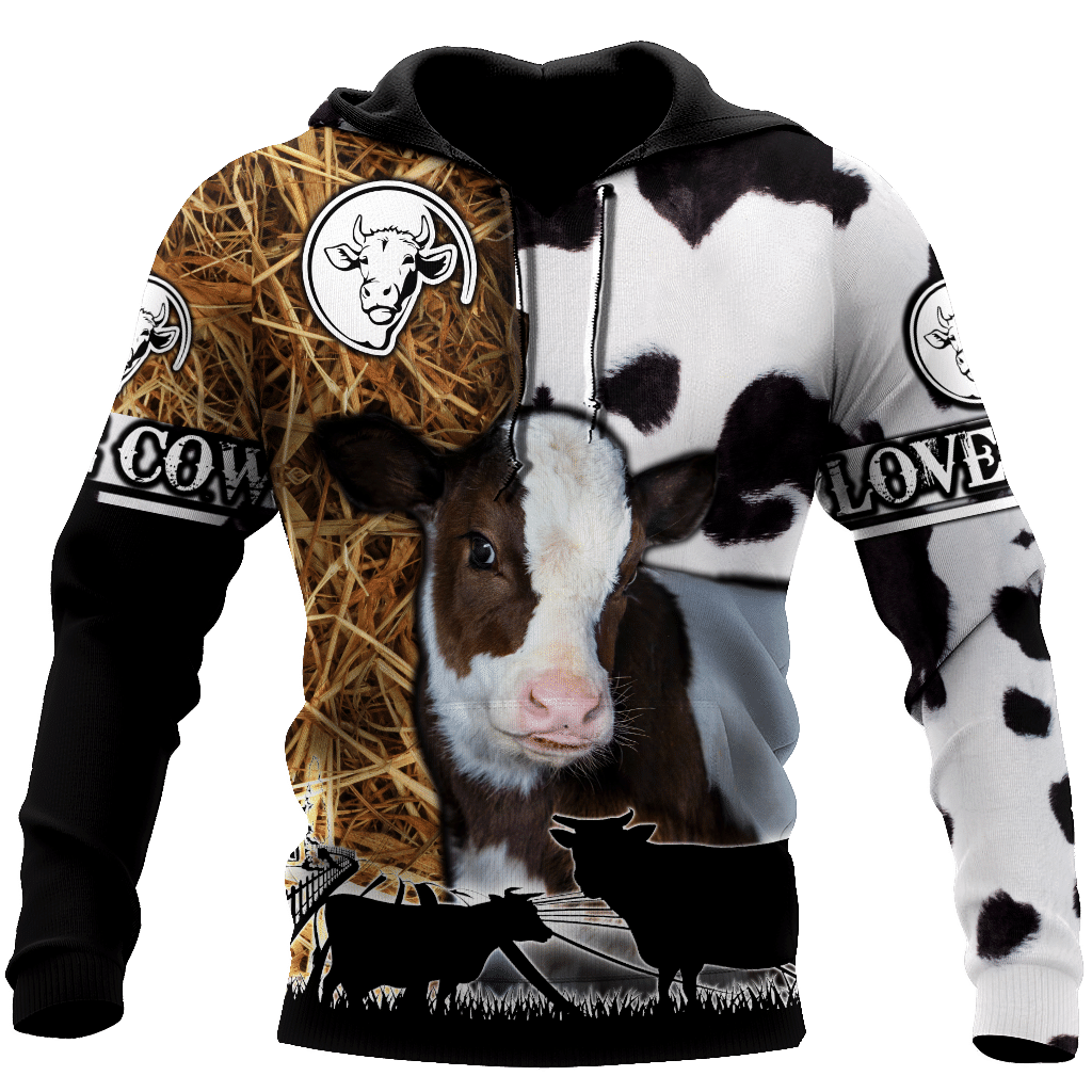 Cute Cow Black And White All Over Print Hoodie  For Men And Women