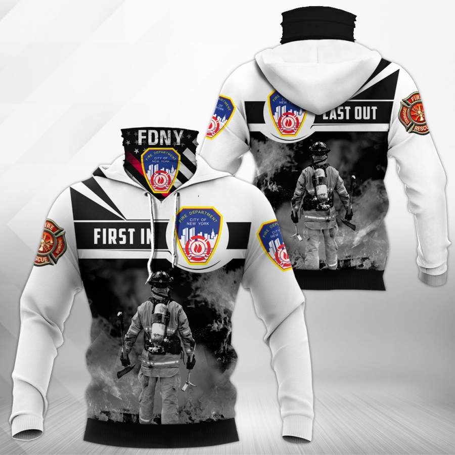 New York City Fire Department FDNY New York NY Hoodie With Neck Gaiter | 3D Full Printing Hoodie Mask