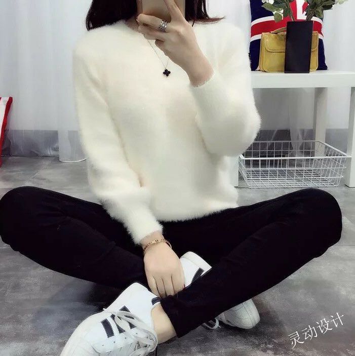 Sweater Women Pull Femme Winter Warm Sweaters Mohair Clothes 2020 Jumper Christmas Pull Fluffy Sweater Fuzzy Fur Korean Cashmere alx