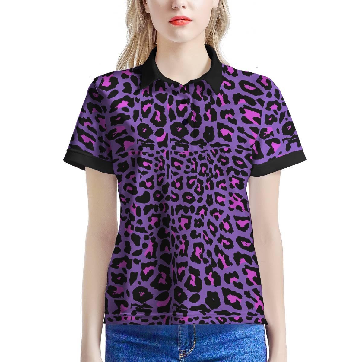 Purple Leopard Women’S Polo Shirt