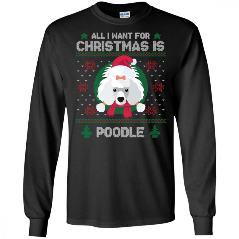 Xmas Poodle Santa Hat Ugly Sweater Christmas Unisex Long-sleeve