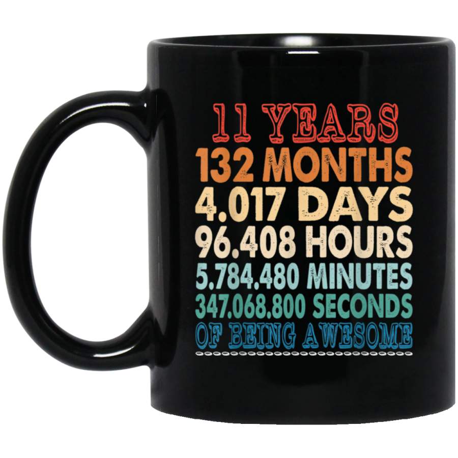 11 Years Old 11th Bday Gifts Vintage Retro Black Mug