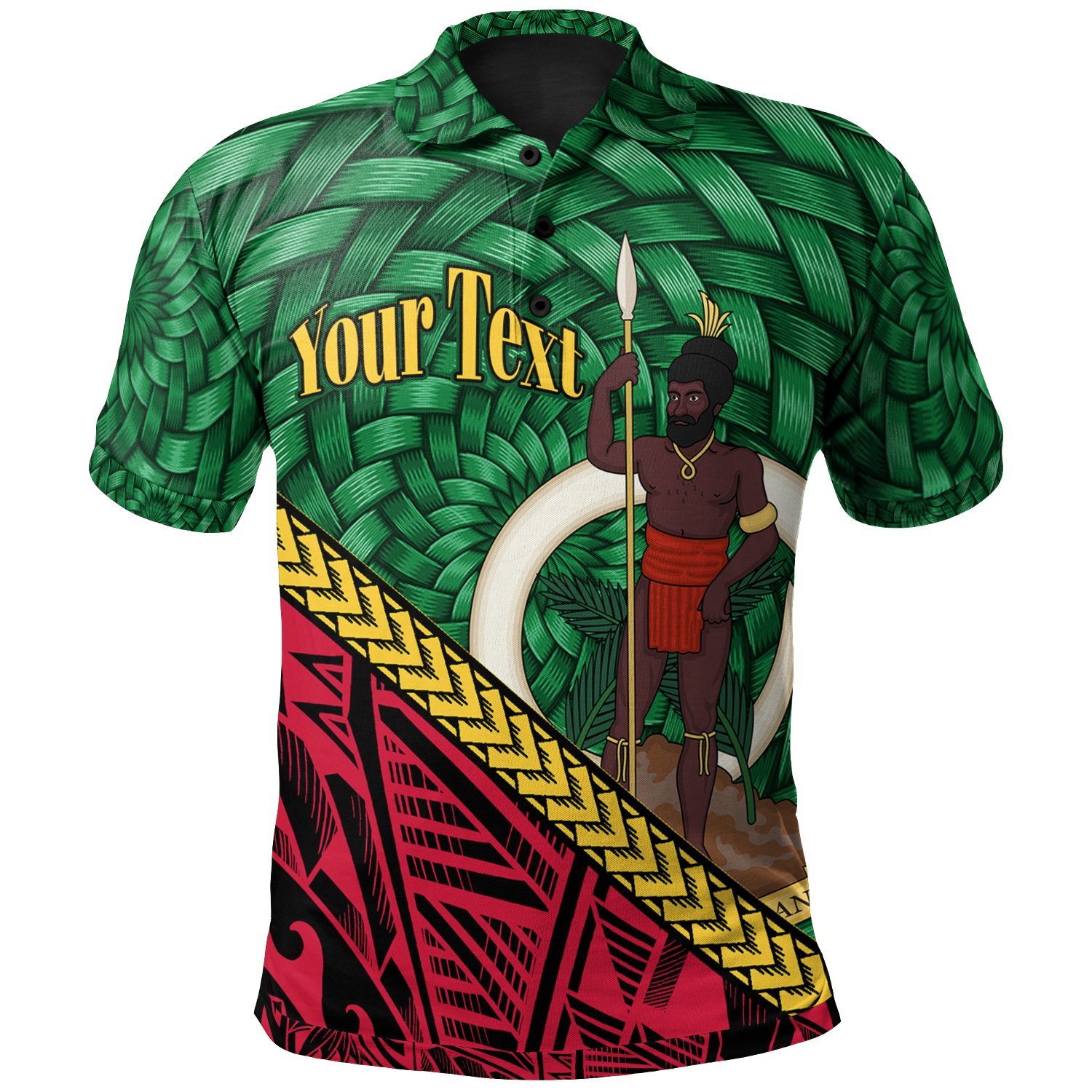 Vanuatu Polo Shirt – Custom Polynesian Patterns With Bamboo – BN01