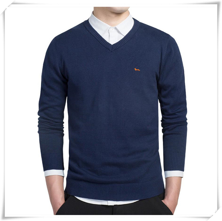 Brand Clothing New Spring Sweater Men Harmont V-neck Long Sleeve Solid Pull Embroidery Blaine Pullover Men Sweaters alx