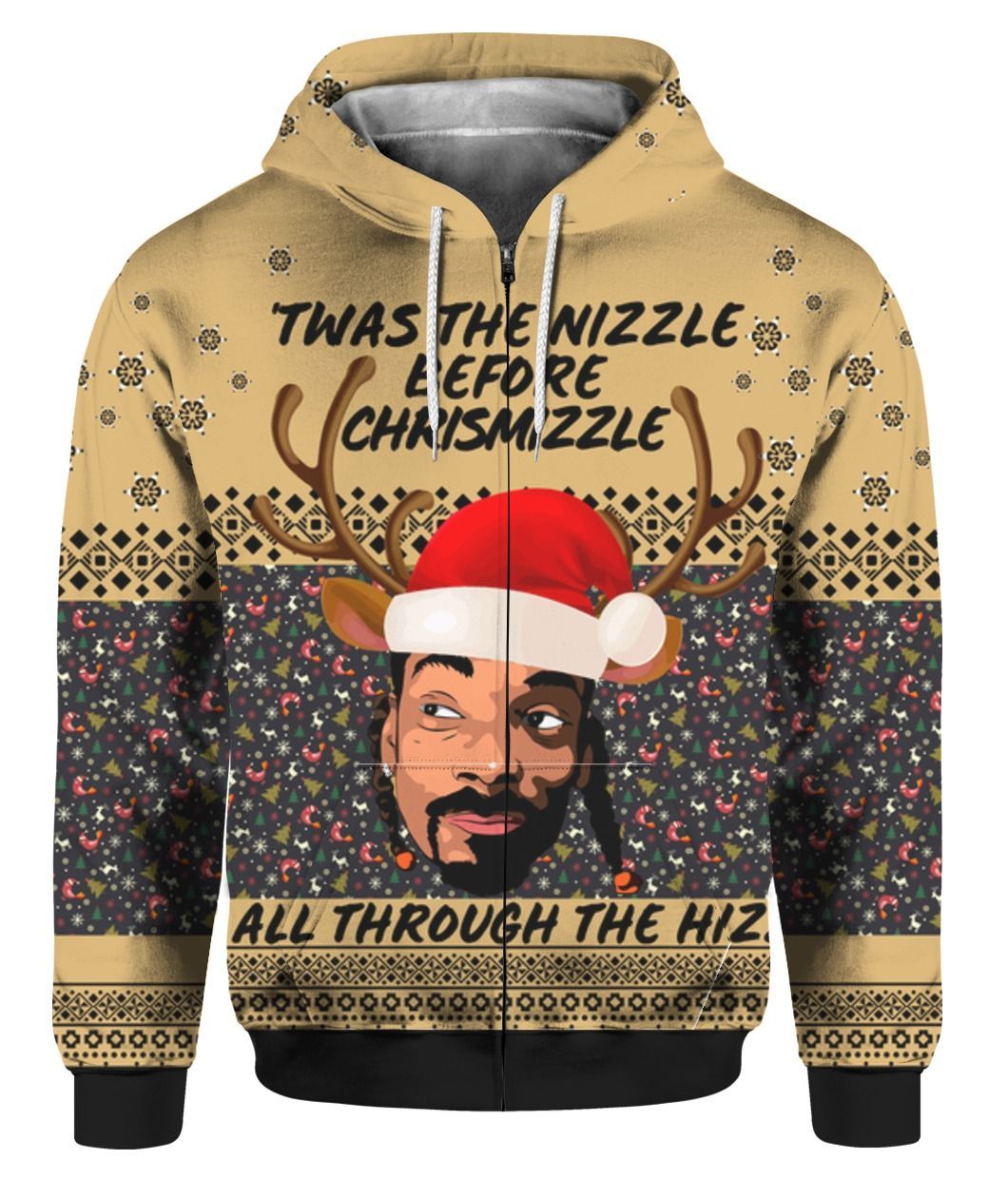 Snoop Dogg Twas The Nizzle Before Chrismizzle 3D Ugly Christmas Sweater Hoodie