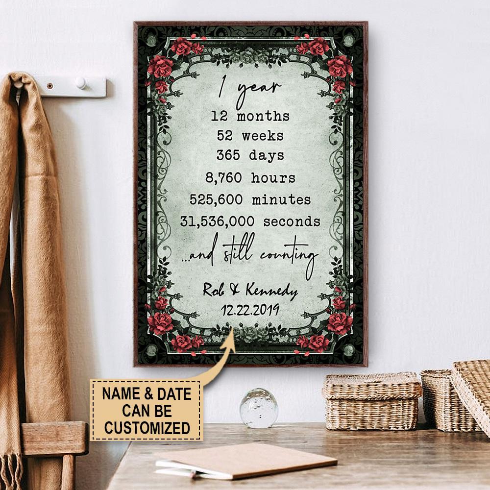 Aeticon Gifts Personalized Family One Year Wedding Anniversary Canvas Mom Dad Gift Home Decor