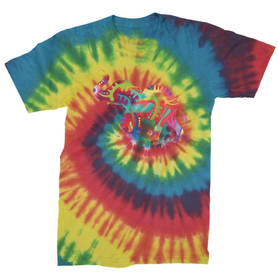 Neon Good Luck Elephant Mens Tie-Dye T-shirt