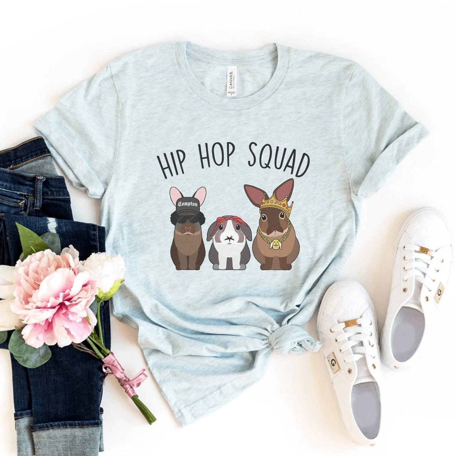 Hip Hop Squad Easter Shirt, Easter Group Crew 90s T-shirt, Bunny Mom Dad TShirt Bunny Lover Gift Rabbit Shirt For Men, Women Funny Bunny Tee