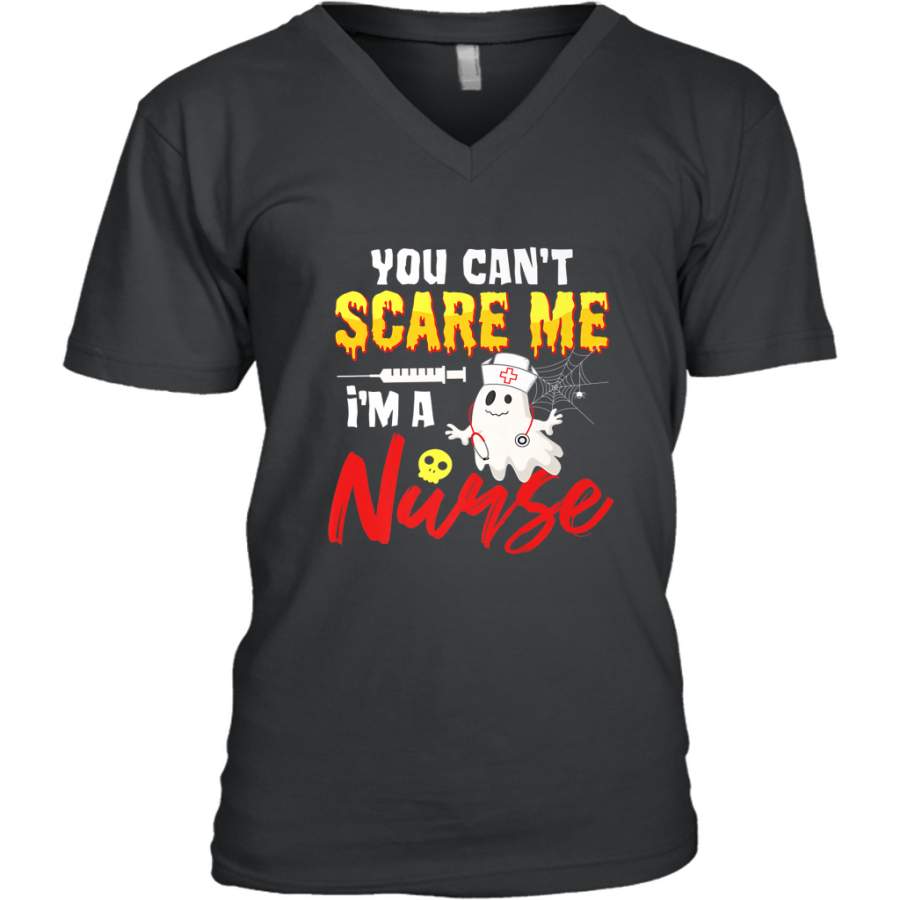 You Can’t Scare Me I’m A Nurse Funny Halloween Witch Hat Men’s V-Neck