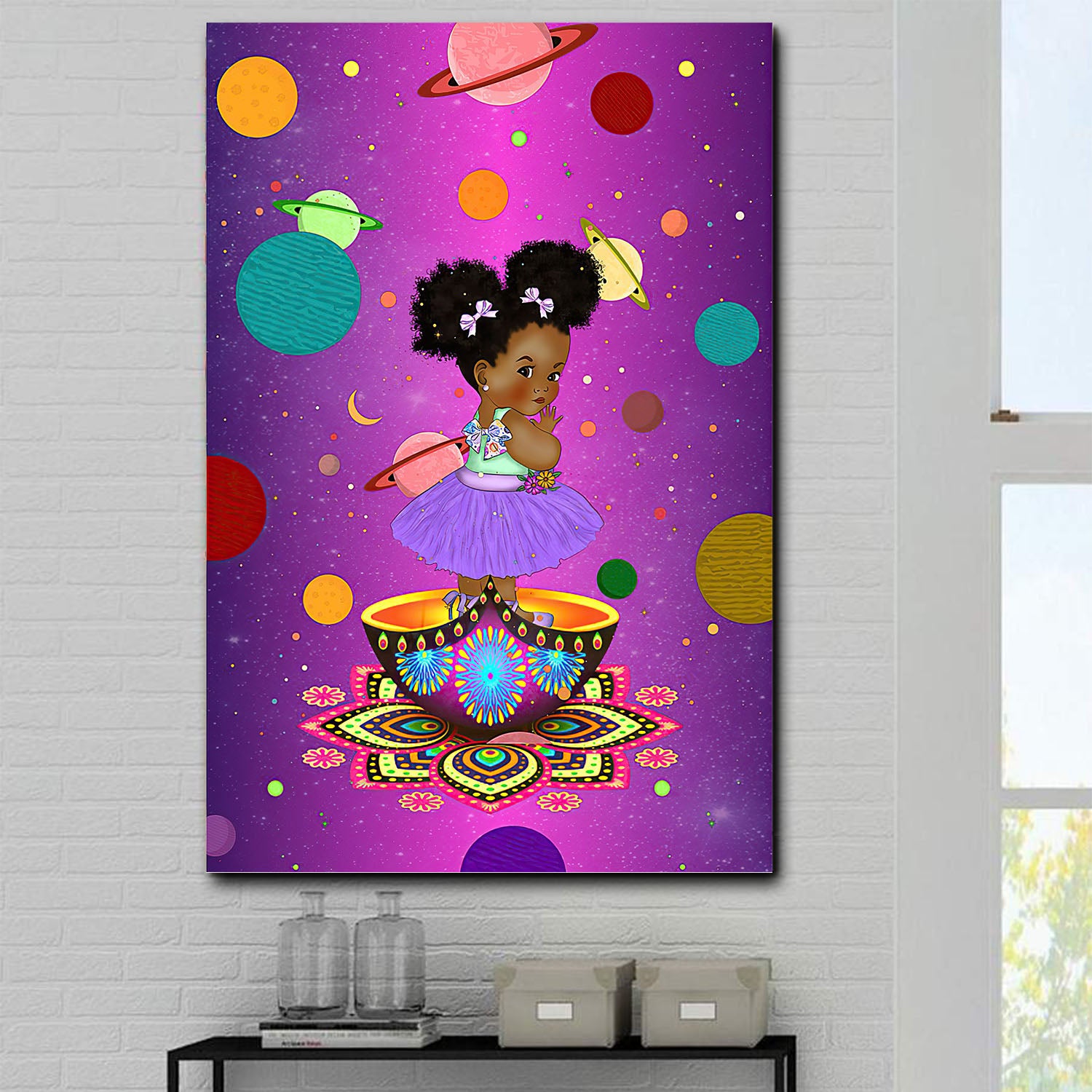 African American Cartoon Poster Melanin Girl Cartoon Chibi Home Decor