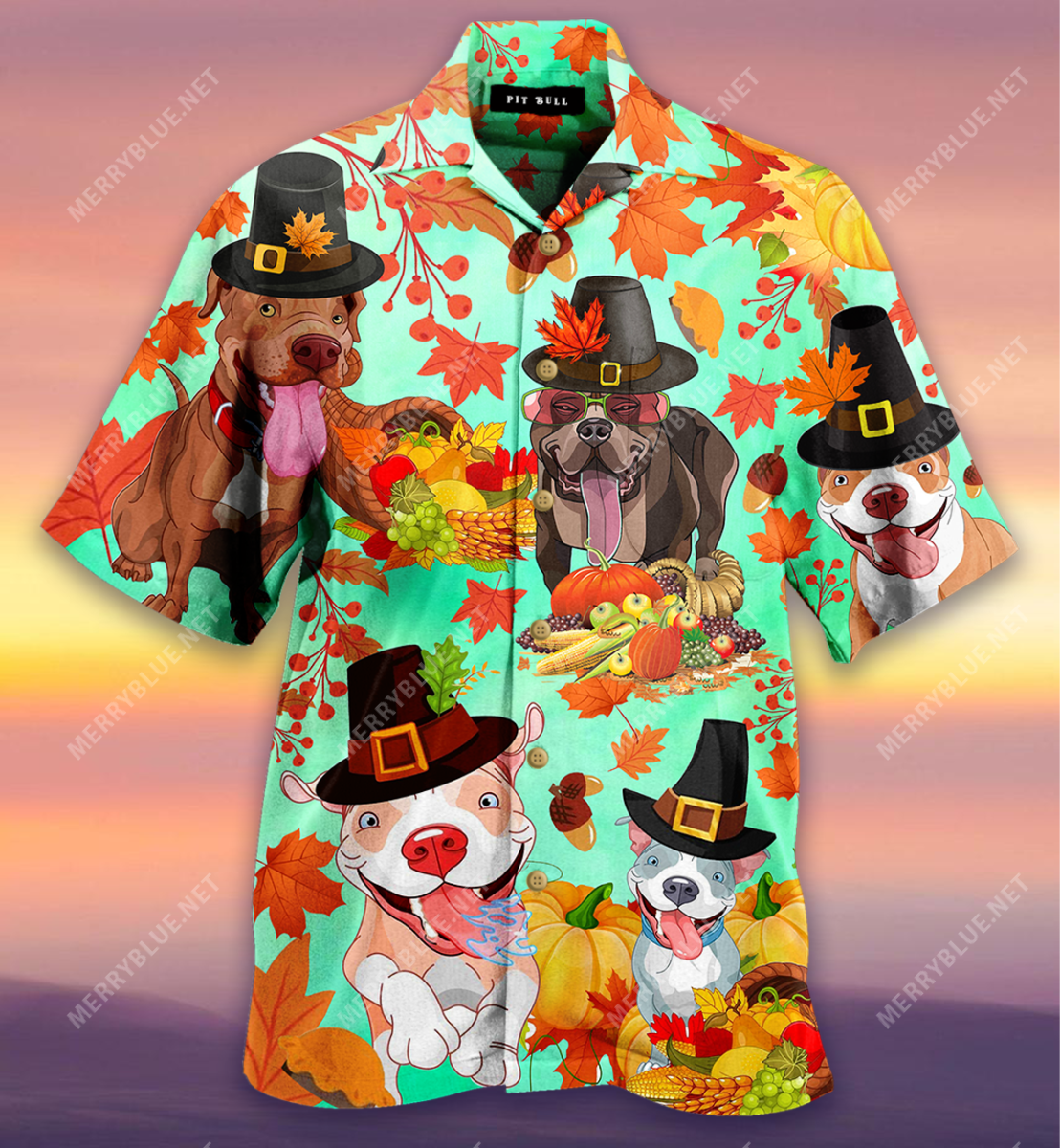 Pit Bulls Happy Thanksgiving Unisex Hawaii Shirt Ha27935