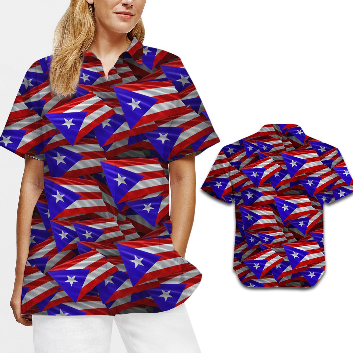 Beach Shirt Puerto Rico Flags Women Hawaiian Shirt For Puerto Ricans