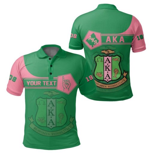 Alpha Kappa Alpha 1908 Emblem Simple Style Green Personalized Polo Shirt