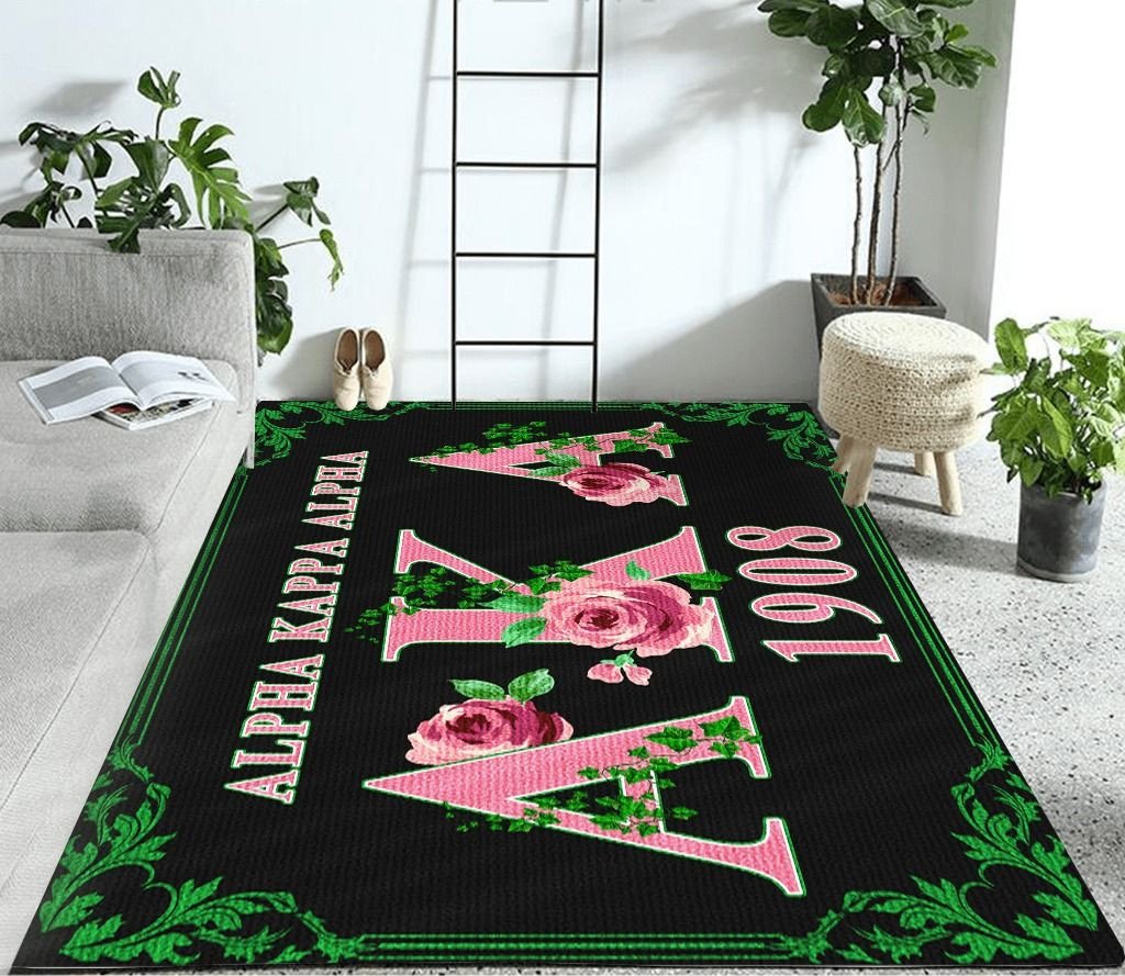 Wonderprint Area Rug Pink Rose Alpha Kappa Alpha Ver2 Area Rug  Lt10