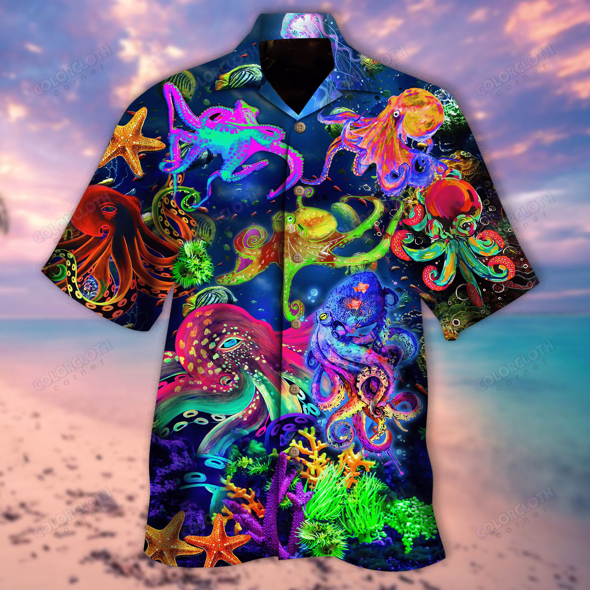 Neon Octopus Hawaiian Shirt Ha72385