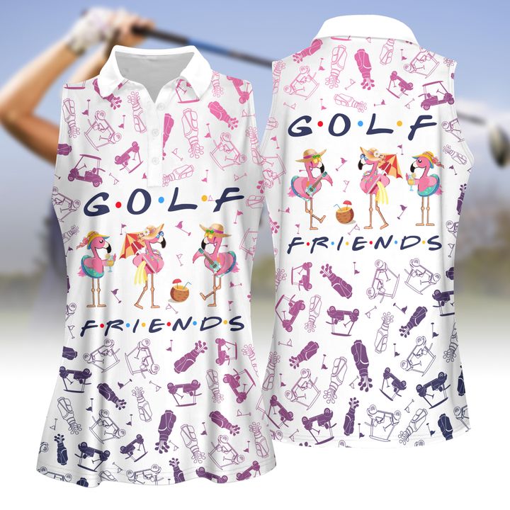 Golf Friends Summer Version Women Golf Apparels, Women Short Sleeve Polo Shirt, Sleeveless Polo Shirt