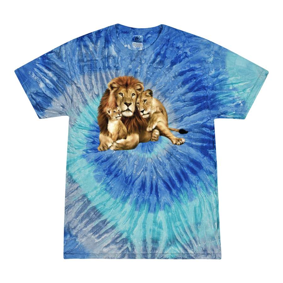 Wild African Lion Family Animal Lover Tie-Dye T-Shirt