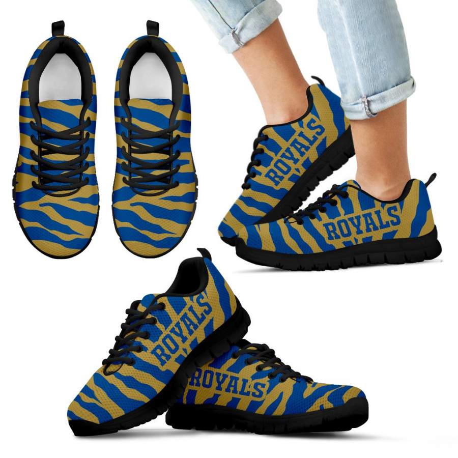 Tiger Skin Stripes Pattern Print Kansas City Royals Sneakers