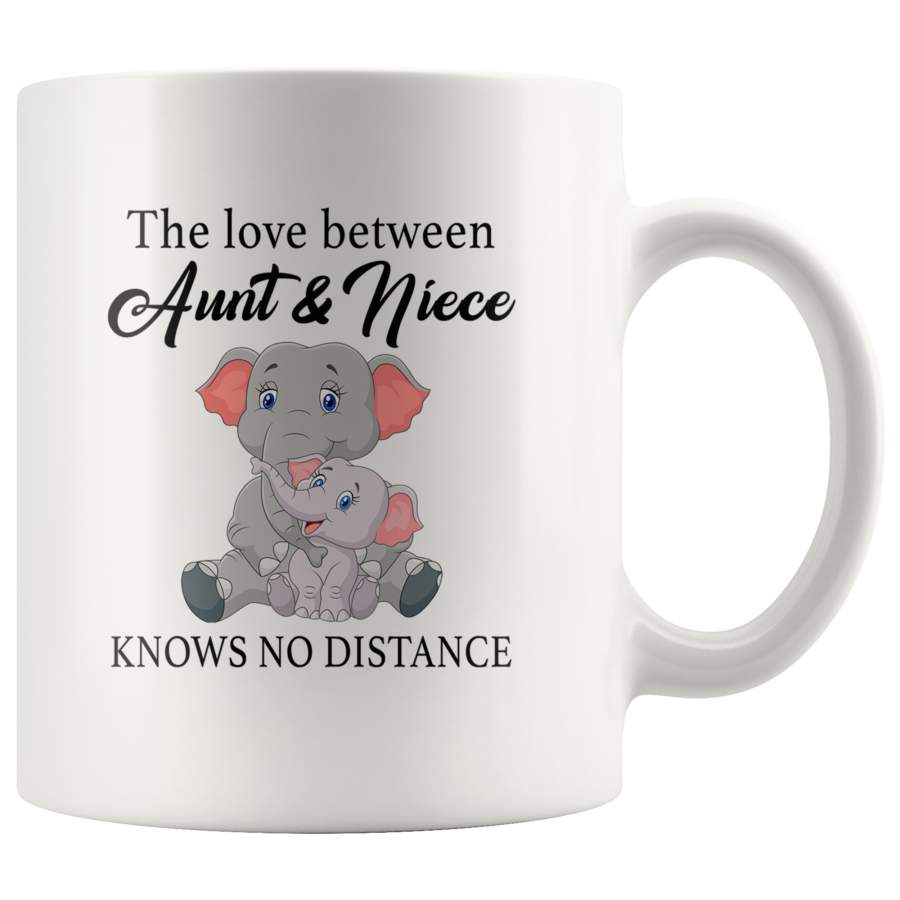 The love between aunt and niece knows no distance elephant white coffee mug