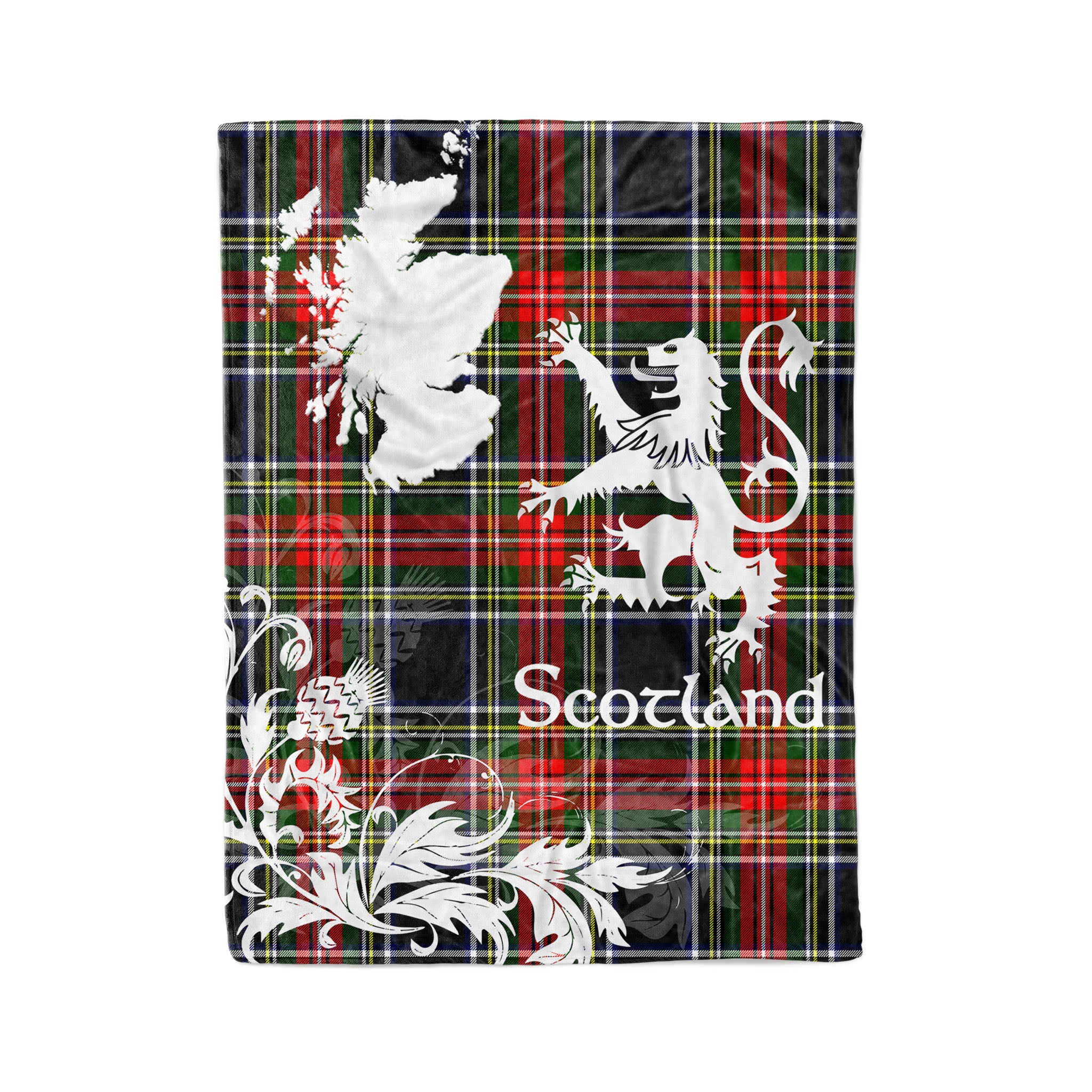 Tartan Plaid Fleece Blanket Tartan Blanket Thistle And Lion Scottish Clan Stewart High Stewards Plaid Blanket