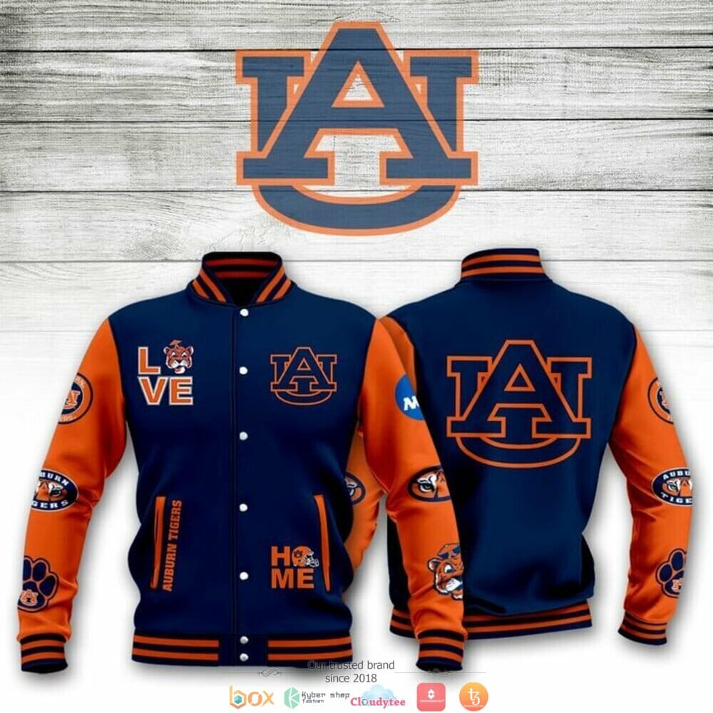 Auburn Tigers Navy Blue Orange Baseball Jacket