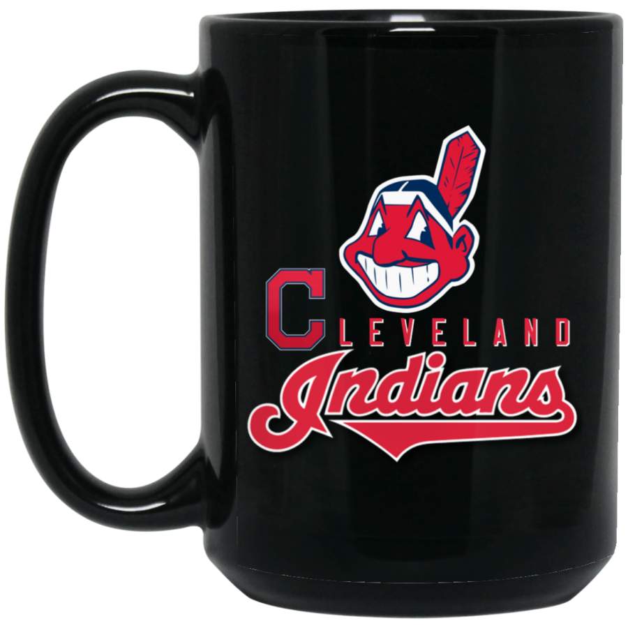 Cleveland Indians Chief Wahoo Black Mugs BM15OZ 15 oz. Black Mug