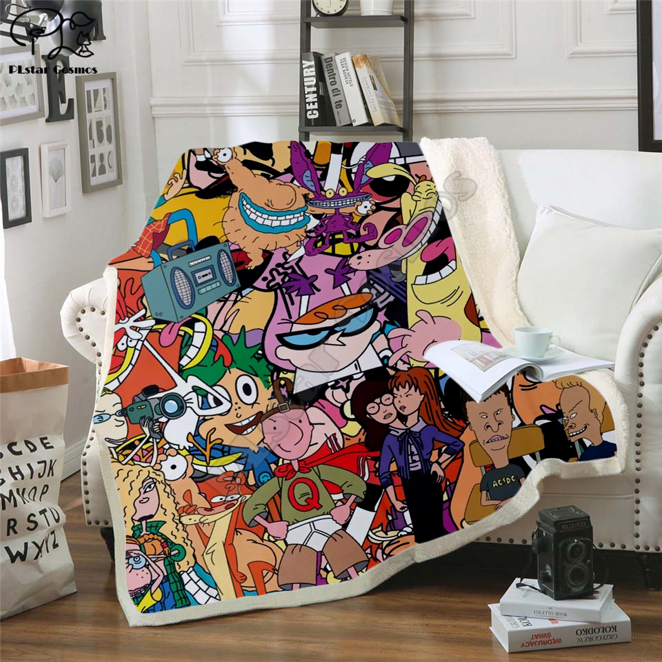 90’s classic cartoon characters Fleece Blanket 3D full printed Wearable Blanket Adults men women Fleece Blanket style-2 alx