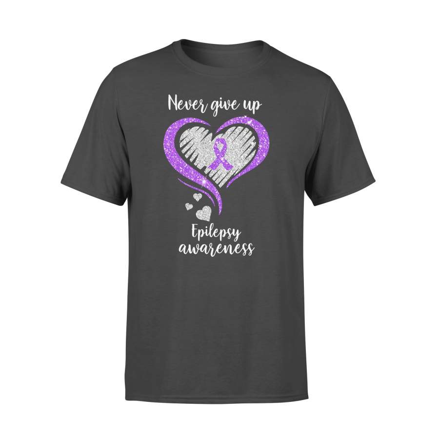 Never Give Up Epilepsy Awareness Hearts Diamond Shirt