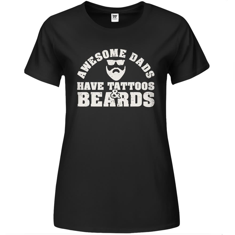 Awesome Dads Have Tattoos Beards Vintage Father’s Day Premium Womens Tshirts