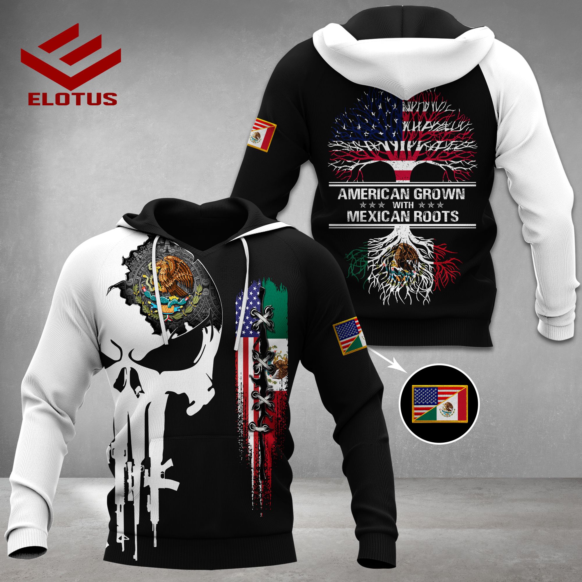 Vid Mexico Expat America  – American Grown With Mexican Roots 3D Printed Hoodie Vkd