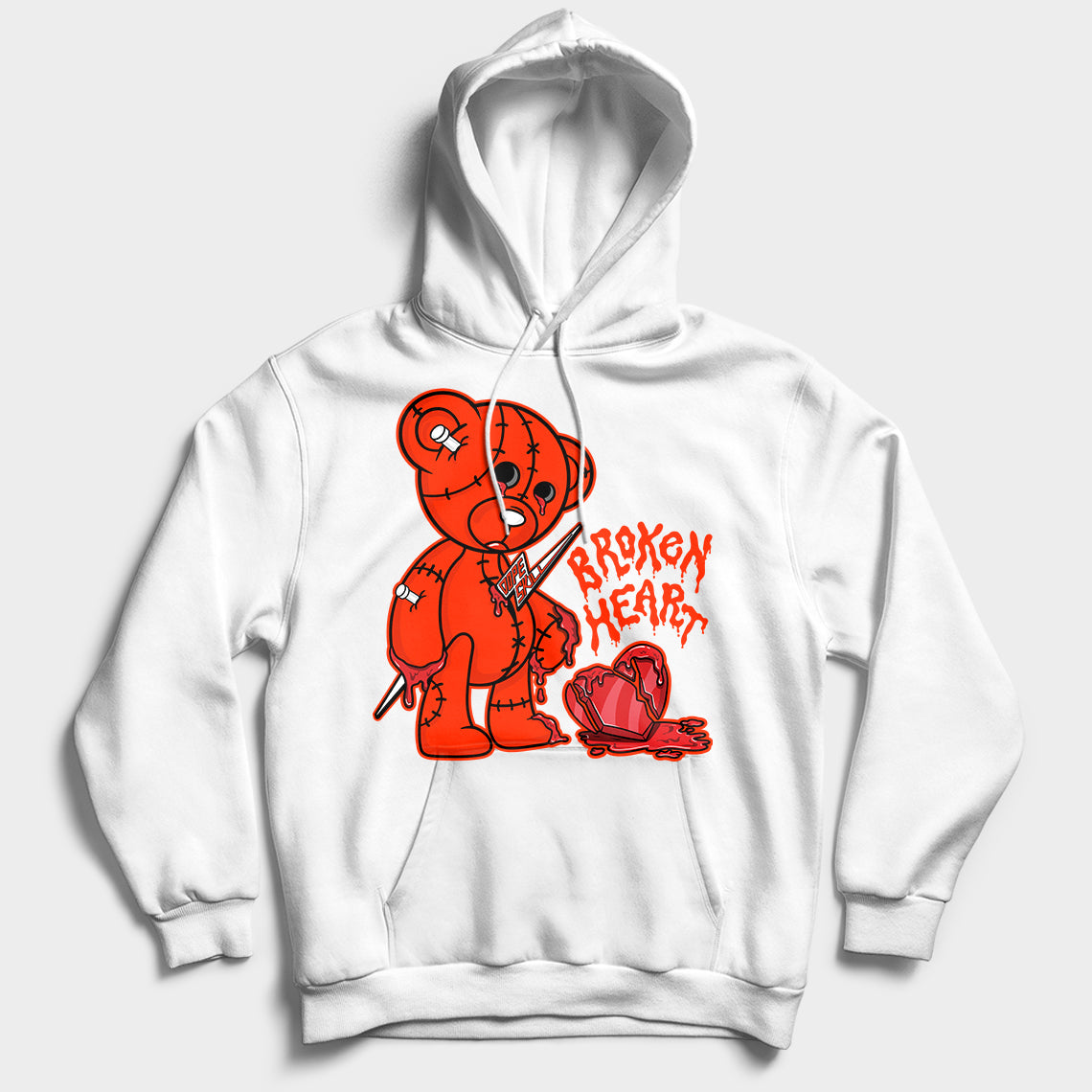 Broken Heart Unisex Hoodie Match Yz Foam Runner Vermiliion