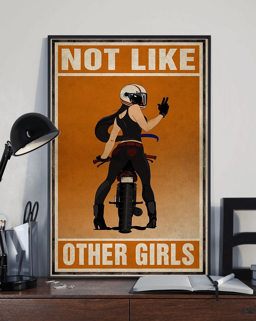 Biker Not Like Other Girl Poster Canvas – Vintage Home Decor Wall Art Evg81357